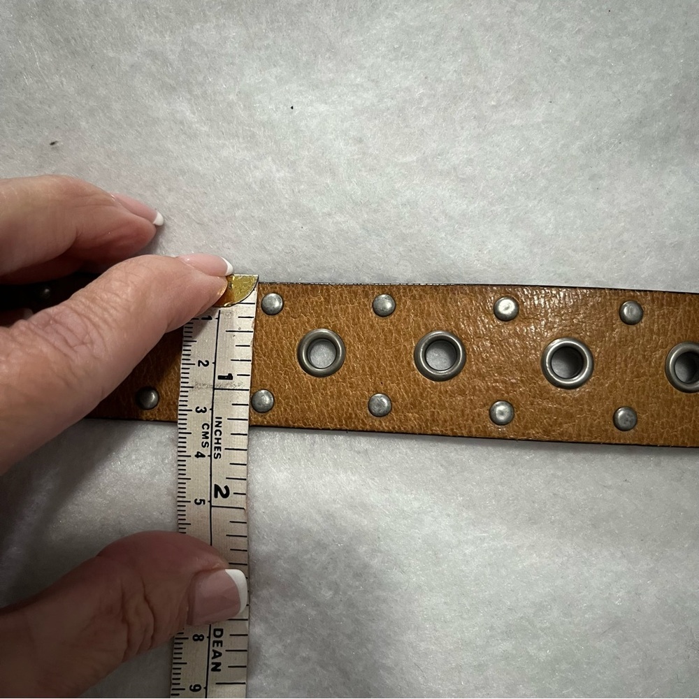 Zara Tan Single Grommet Leather Belt - Picture 6 of 8